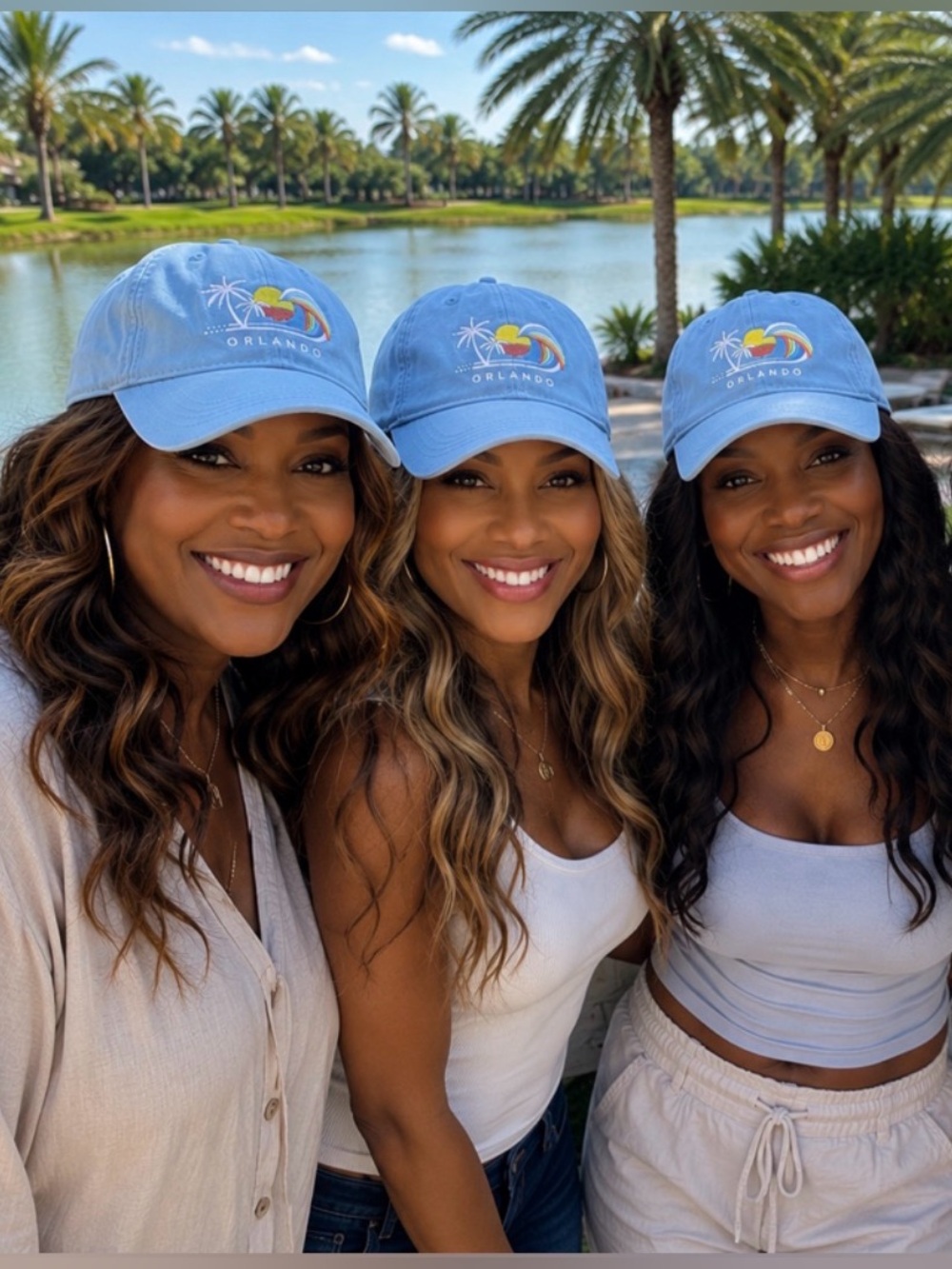 Pacific Creations Light Blue Orlando Embroidered Baseball Cap Retreat Vacation